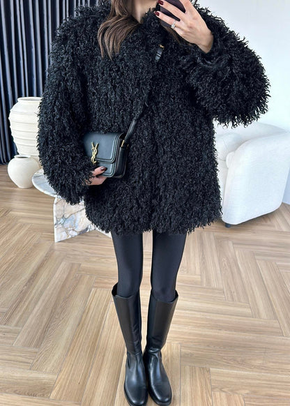 Kıvırcık Detay Kürk SİYAH