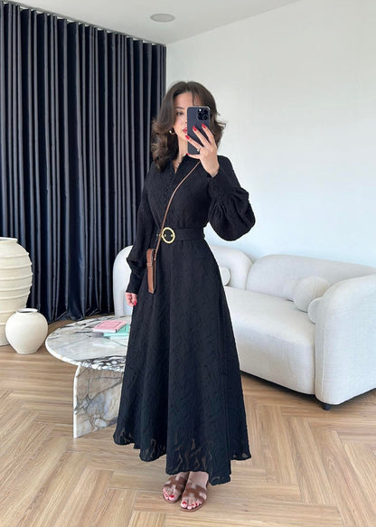 Kemerli Marka Muadil Elbise SİYAH