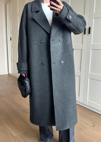 Kelebek Yakalı Kaşe Kaban ANTRASİT