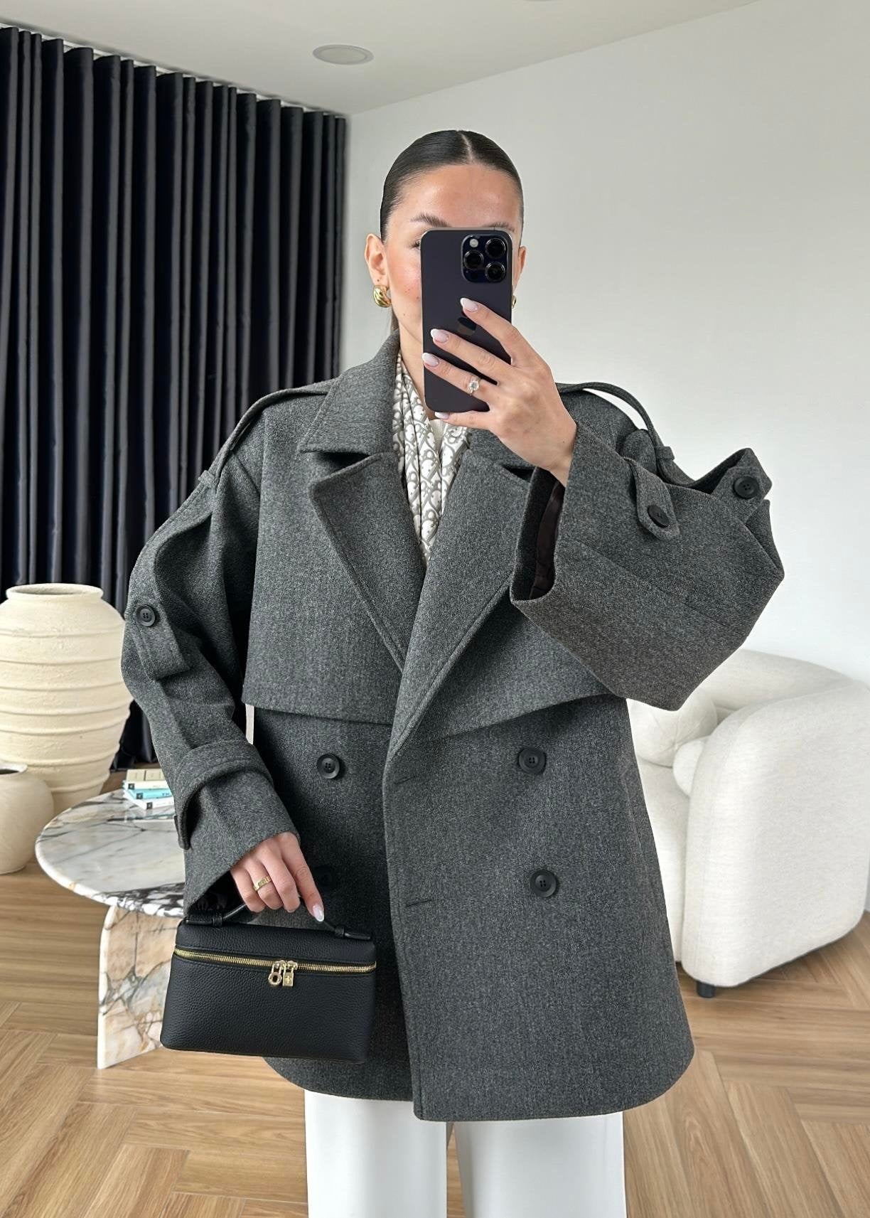 Ara Boy Kaşe Kaban ANTRASİT