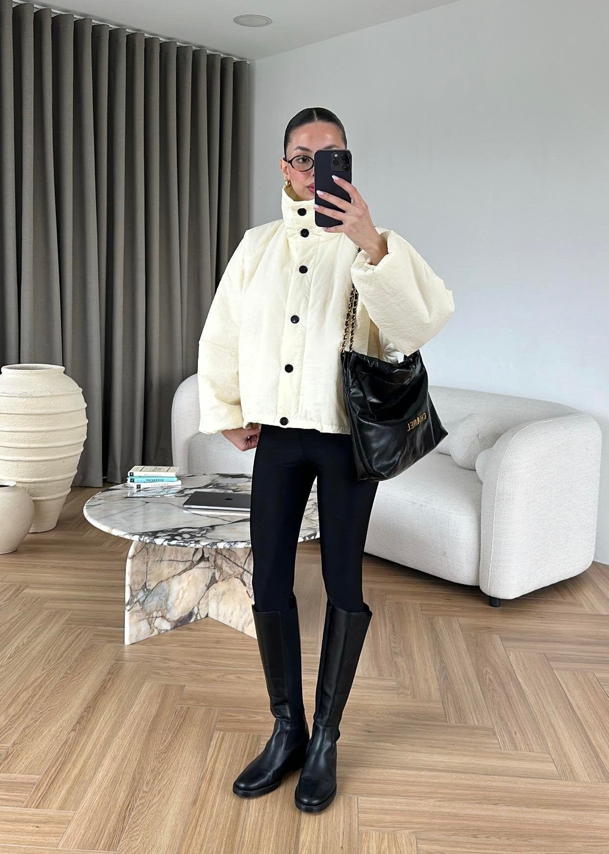 Dik Yakalı Arkası Uzun Mont EKRU