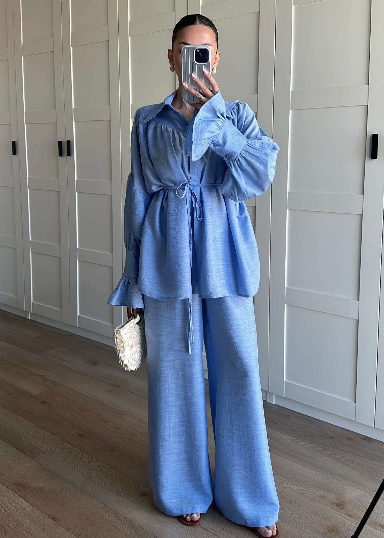 Büzgülü Gömlekli Takım MAVİ