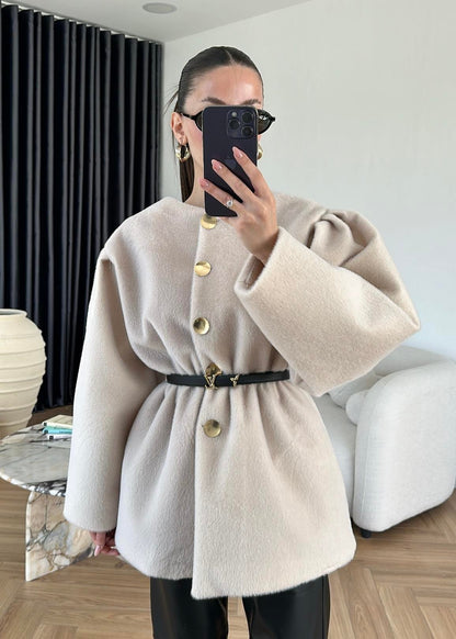 Gold Düğmeli Alpaka Kaban TAŞ