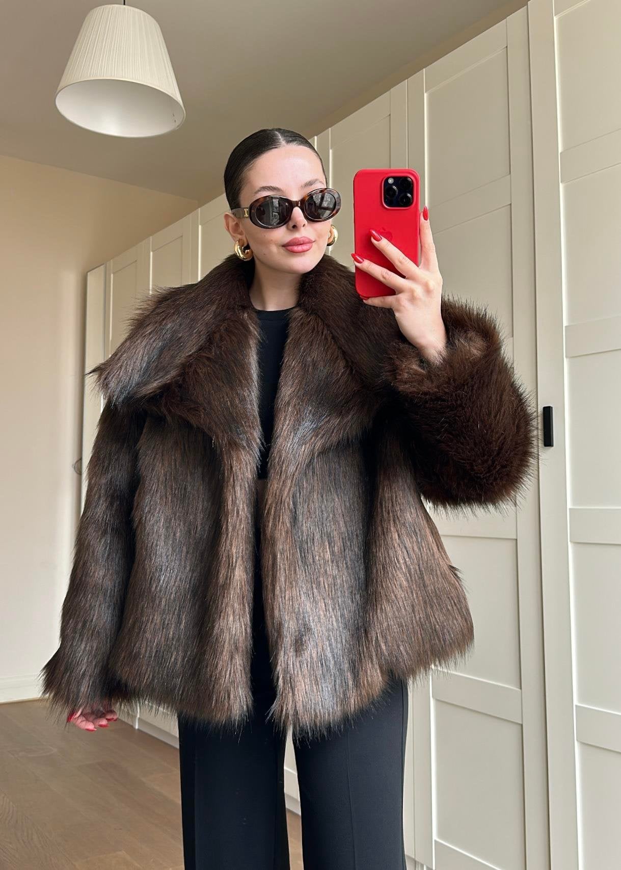 Volümlü Premium Kürk ACI KAHVE