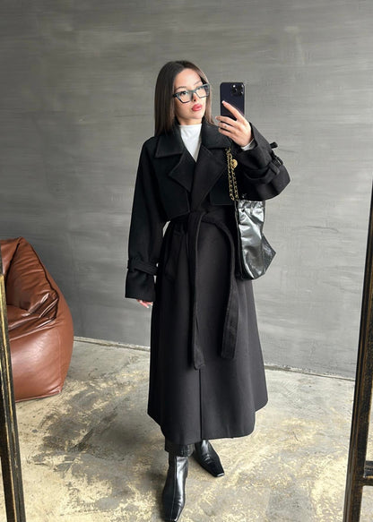 Tokalı Rüzgarlık Detaylı Kaban SİYAH