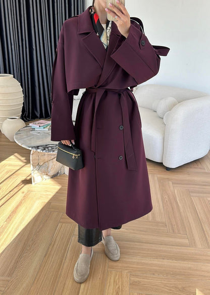Omuzu Uzun Apoletli Trençkot MÜRDÜM