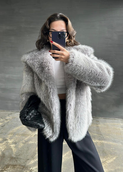 Şal Yaka Kürk GRİ