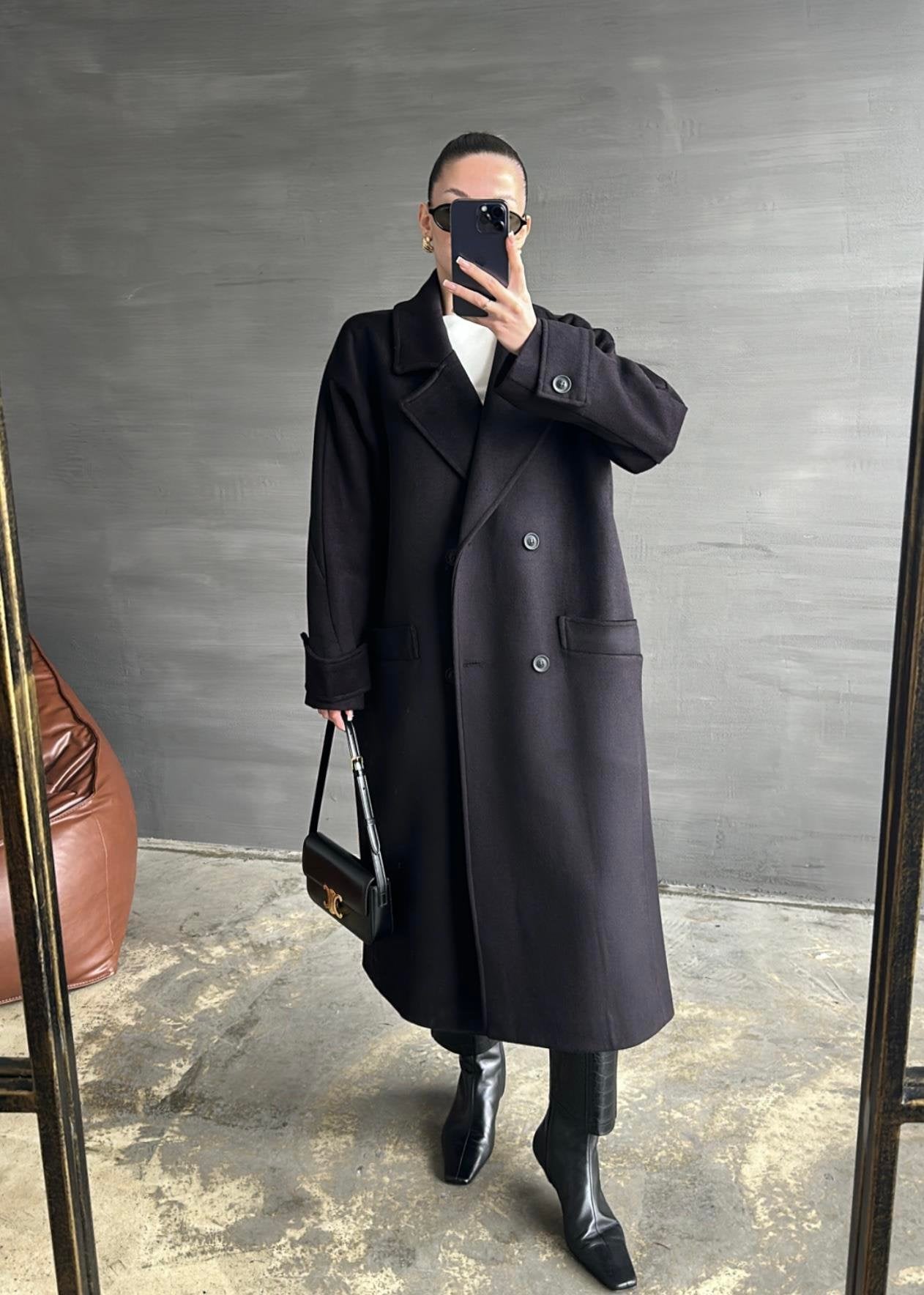 Kelebek Yakalı Kaşe Kaban MOR