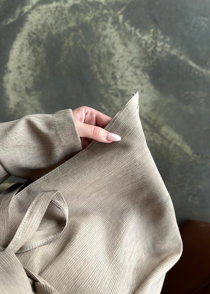 Şal Yaka Krinkıl Kimono Takım VİZON