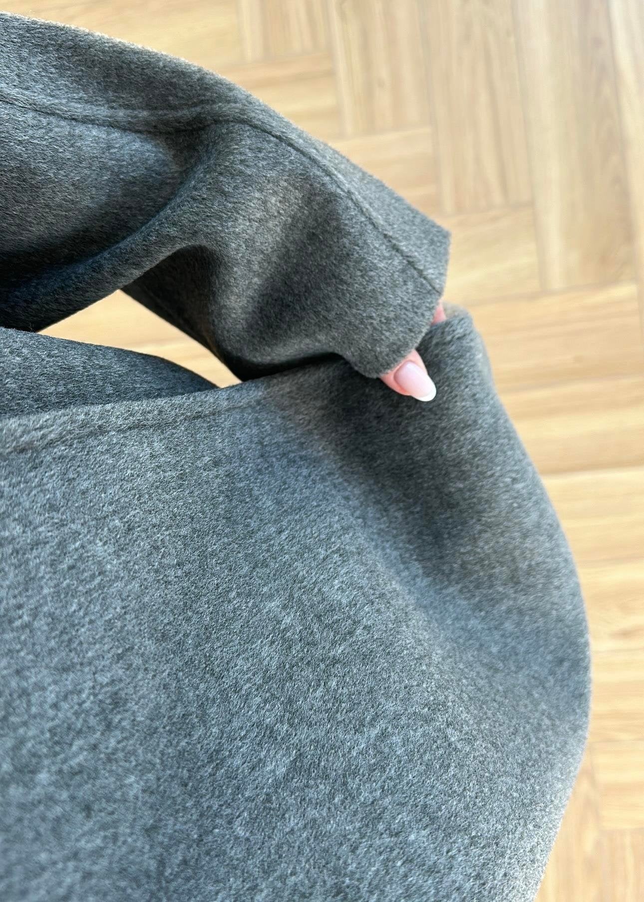 Gömlek Yakalı Kuşaklı Kaban ANTRASİT