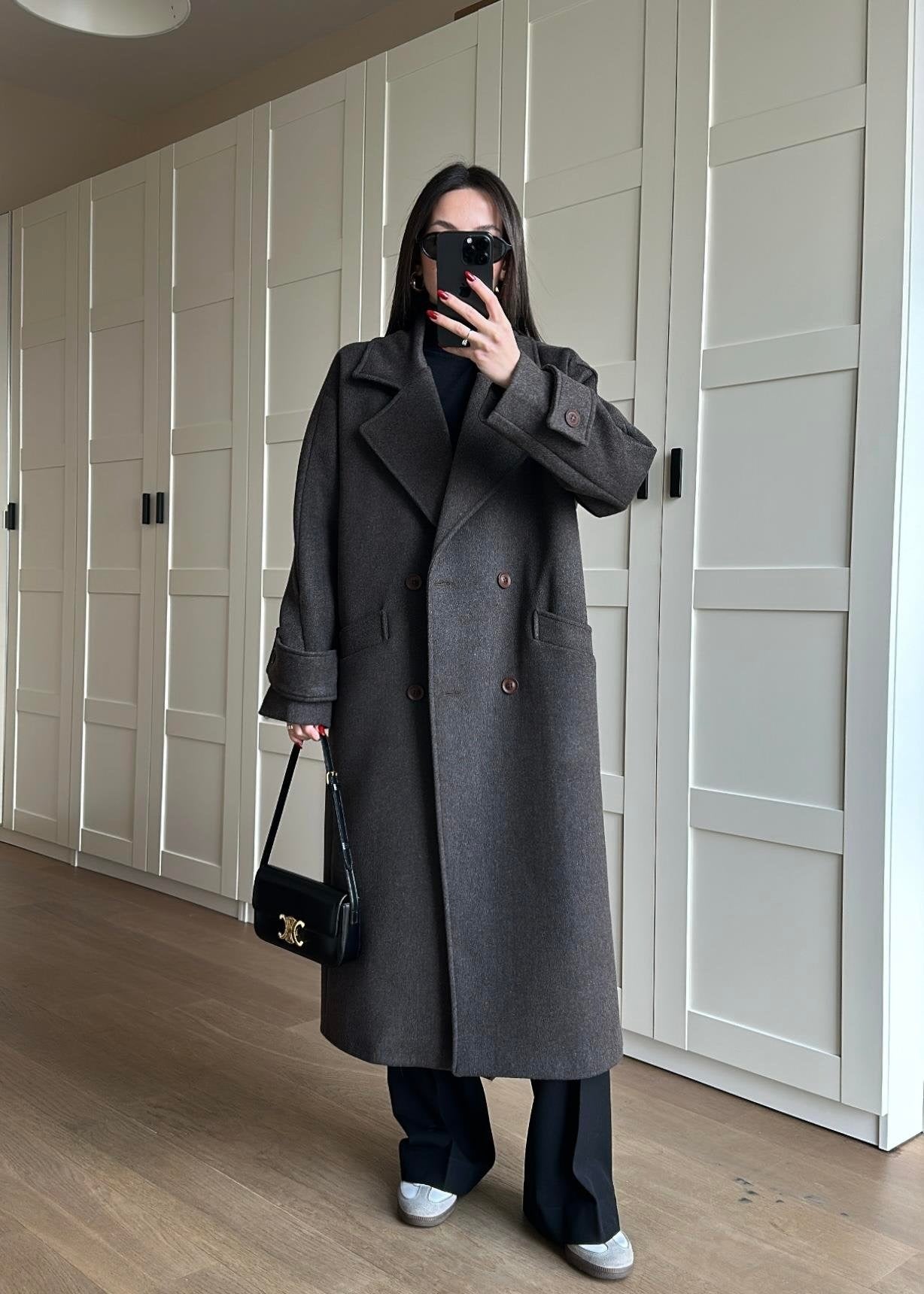 Kelebek Yakalı Kaban KAHVE