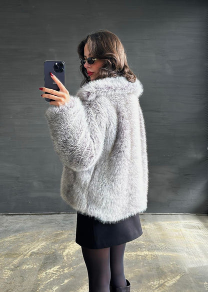 Şal Yaka Kürk GRİ