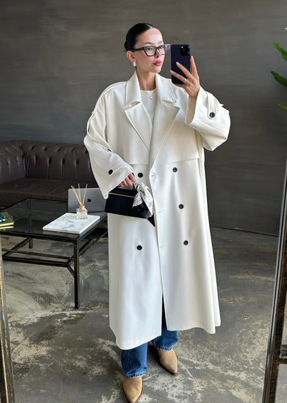 Gabardin Premium Trençkot BEYAZ