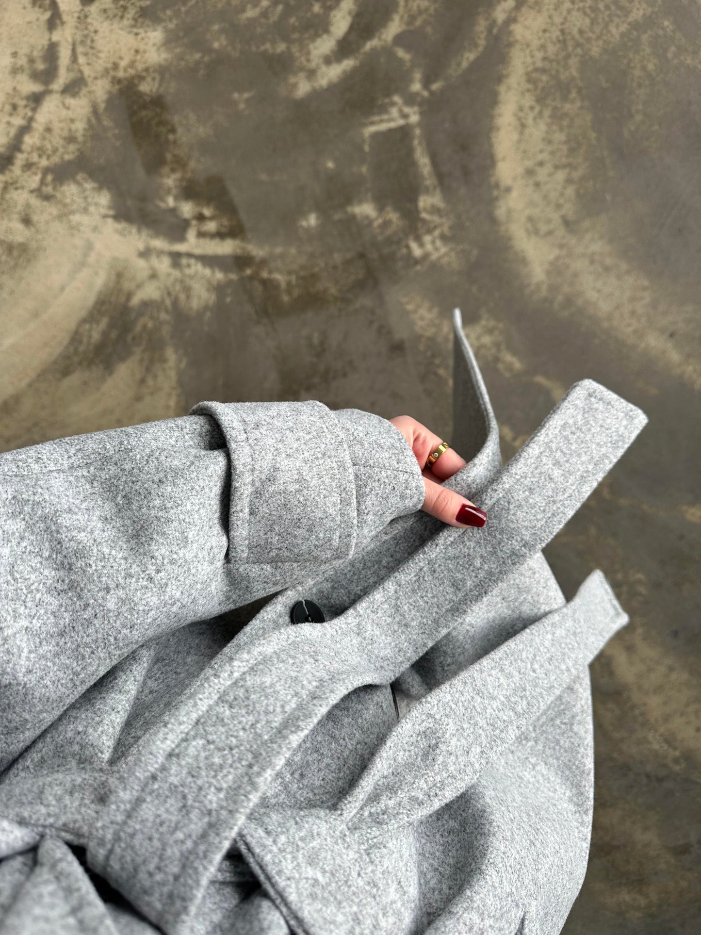 Kelebek Yakalı Kaşe Kaban ORTA GRİ