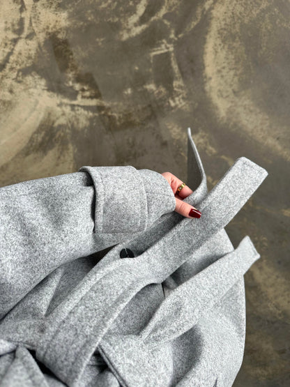 Kelebek Yakalı Kaşe Kaban ORTA GRİ