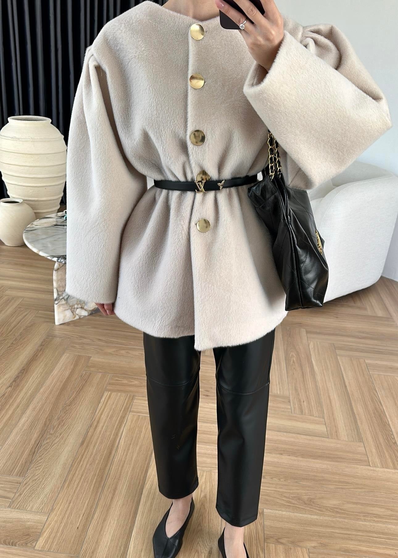 Gold Düğmeli Alpaka Kaban TAŞ