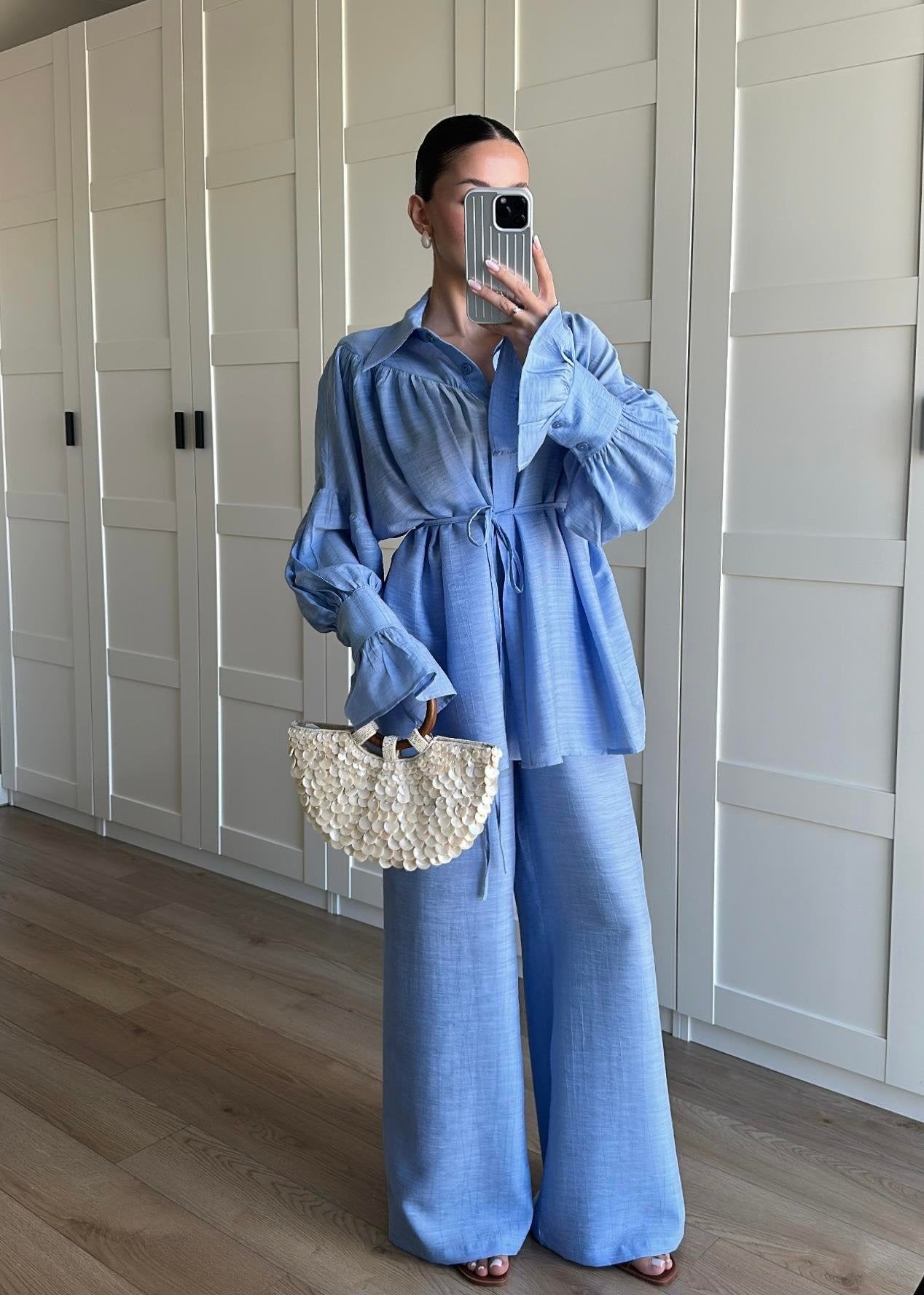 Büzgülü Gömlekli Takım MAVİ