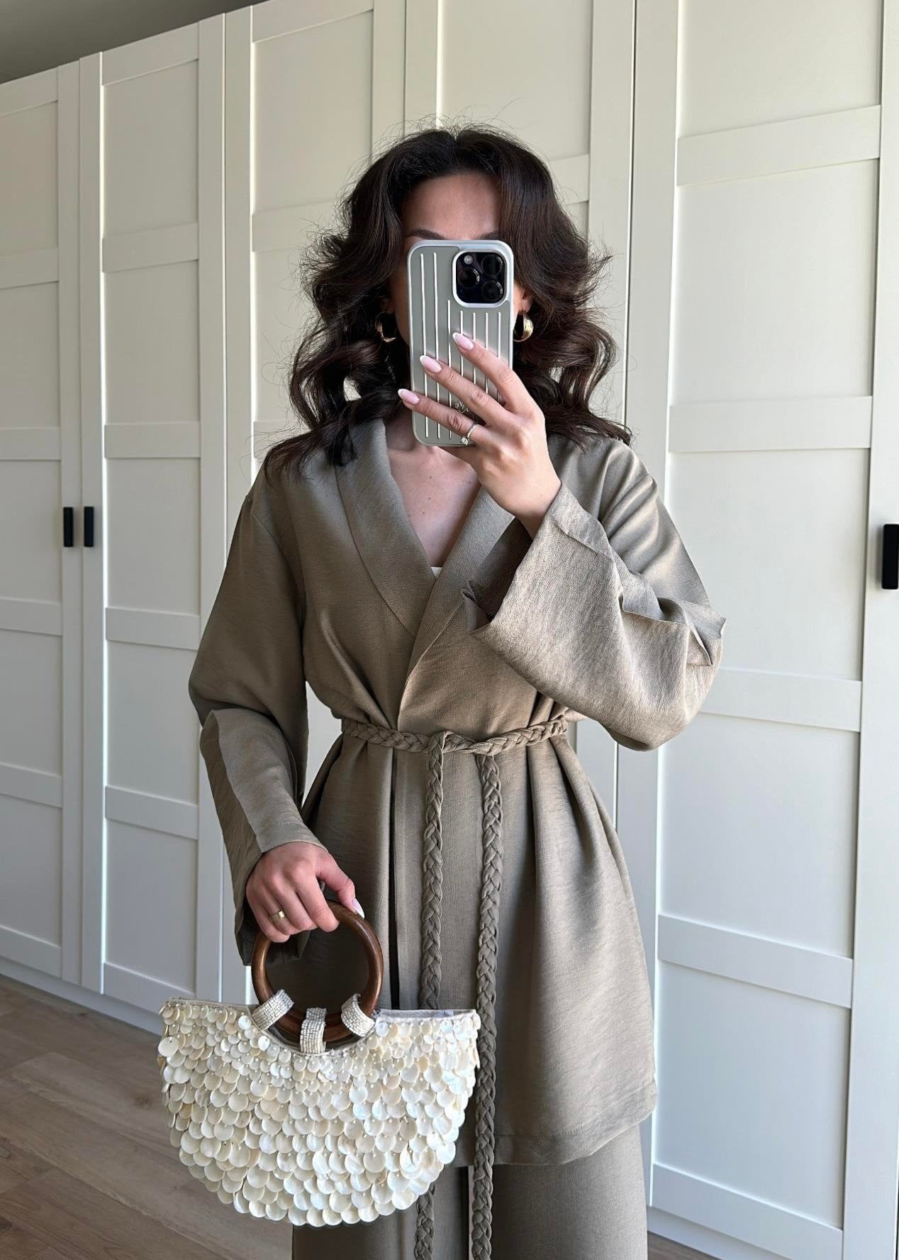 Örgü Kemerli Kimonolu Takım HAKİ