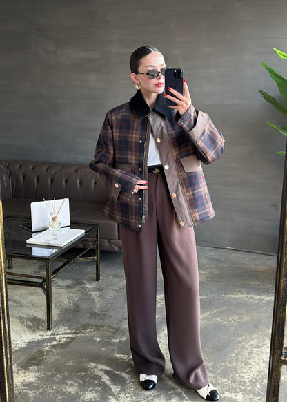 Ekoseli Çıtçıtlı Mont RENKLİ