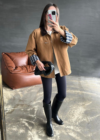 İçi Ekose Astarlı Ceket CAMEL