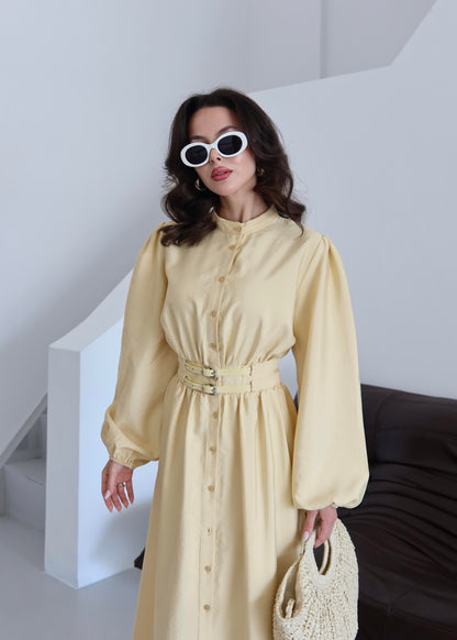 Çift Kemerli Elbise SARI