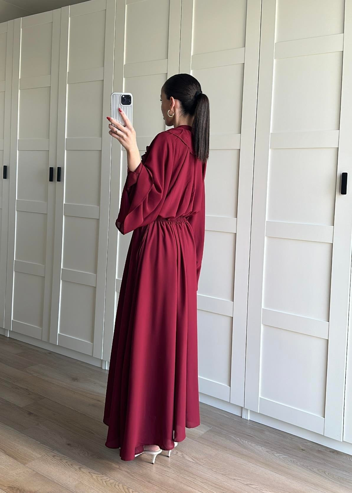 Charlie Fırfırlı Elbise BORDO