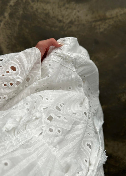 İspanyol Kol Fisto Detay Elbise BEYAZ