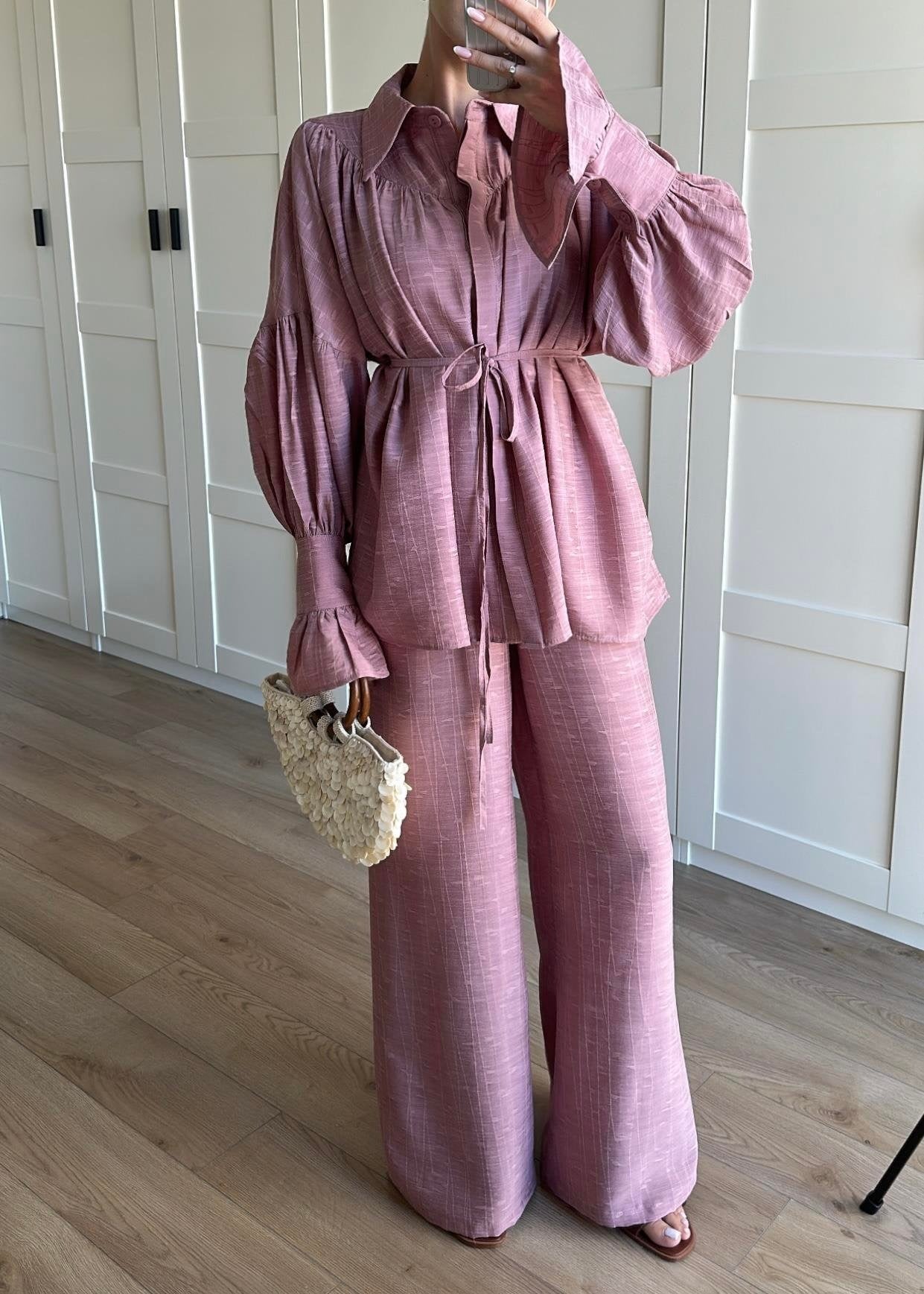 Büzgülü Gömlekli Takım GÜL KURUSU