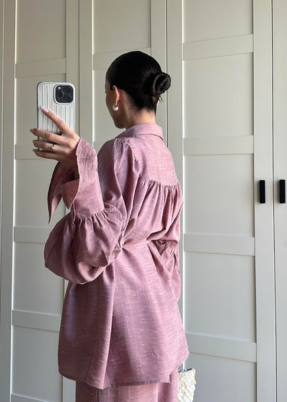 Büzgülü Gömlekli Takım GÜL KURUSU