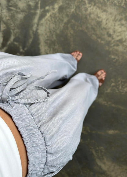 Şal Yaka Krinkıl Kimono Takım GRİ