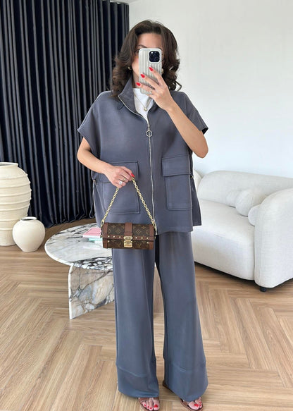 Yelekli Fermuarlı Modal Takım ANTRASİT