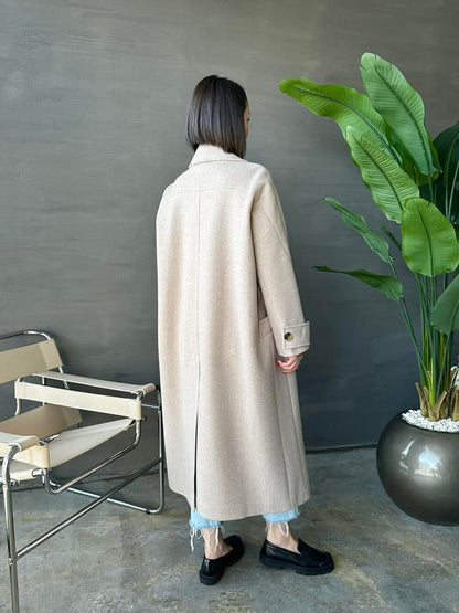 Kelebek Yakalı Kaşe Kaban VİZON