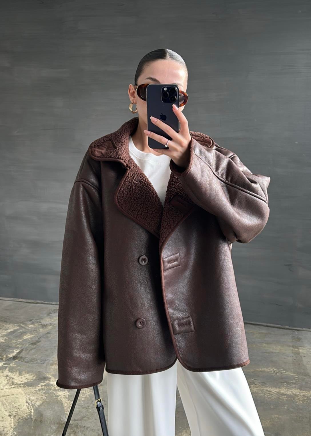 Nubuk Deri Ceket ACI KAHVE