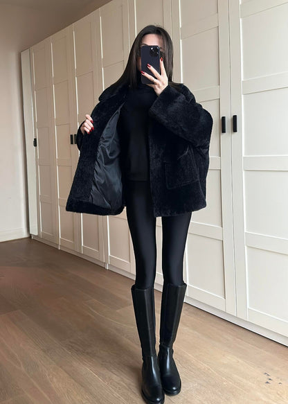 Çift Cepli Kürk SİYAH