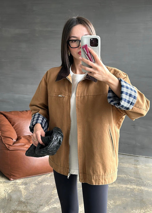 İçi Ekose Astarlı Ceket CAMEL