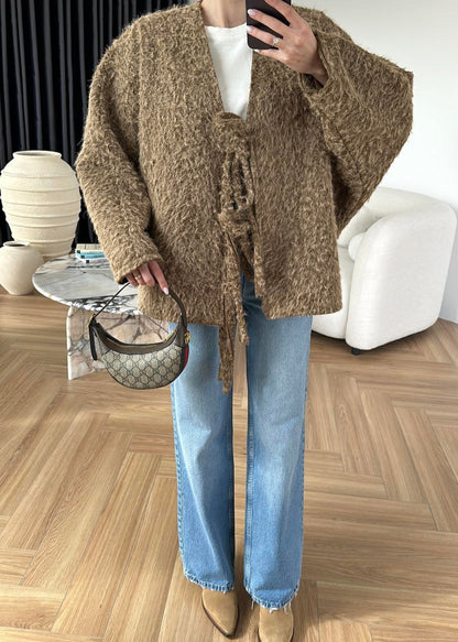 Yünlü Bağlamalı Ceket CAMEL