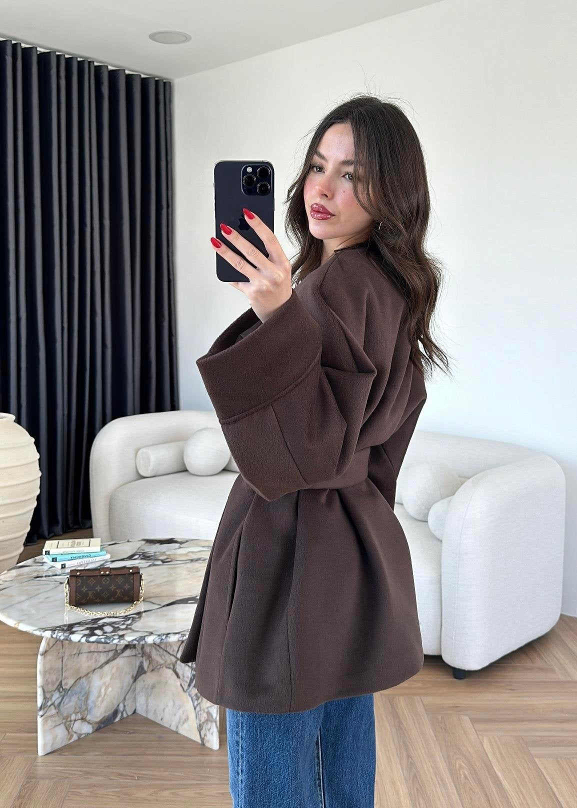 Kaşe Ara Boy Kaban ACI KAHVE