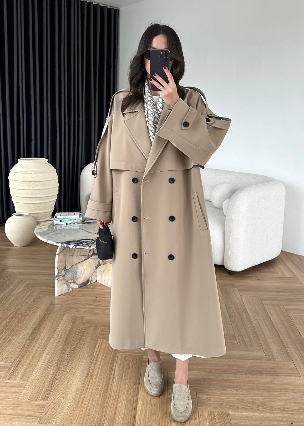 Omuzu Uzun Apoletli Trençkot CAMEL