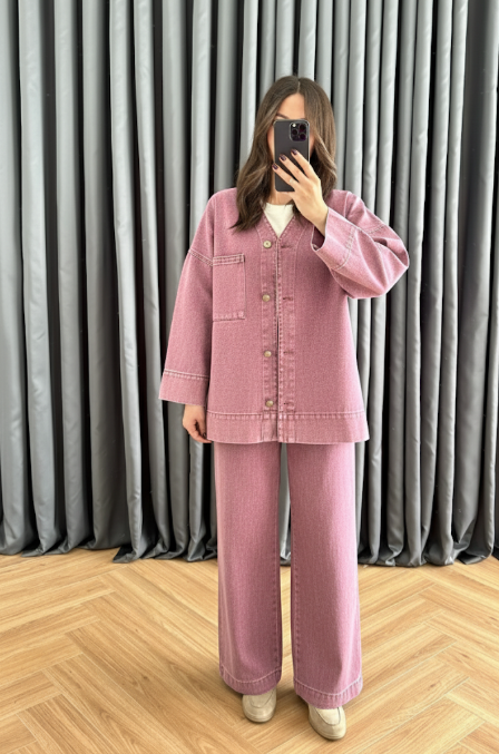 V Yakalı Denim Takım CANDY