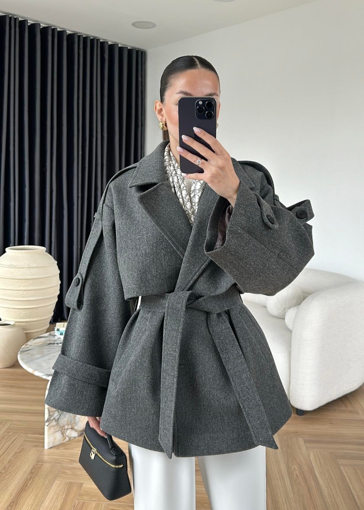 Ara Boy Kaşe Kaban ANTRASİT