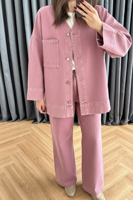 V Yakalı Denim Takım CANDY