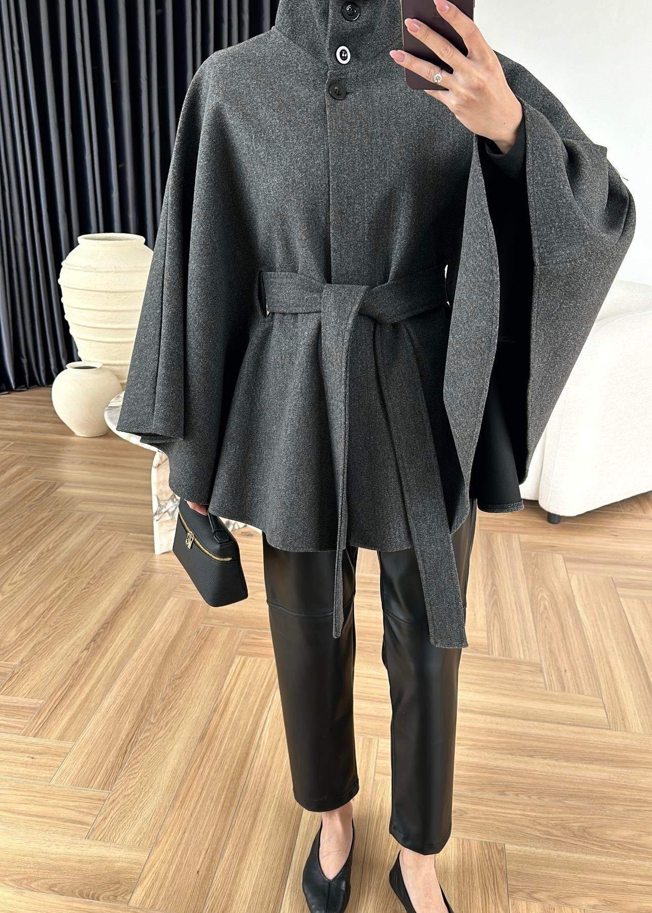 Kaşe Bağlamalı Panço ANTRASİT