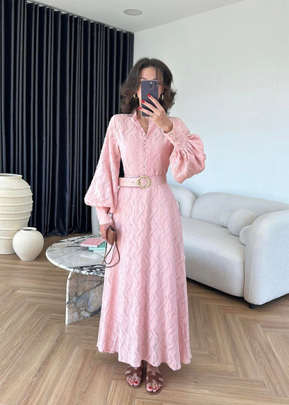 Kemerli Marka Muadil Elbise PUDRA PEMBE