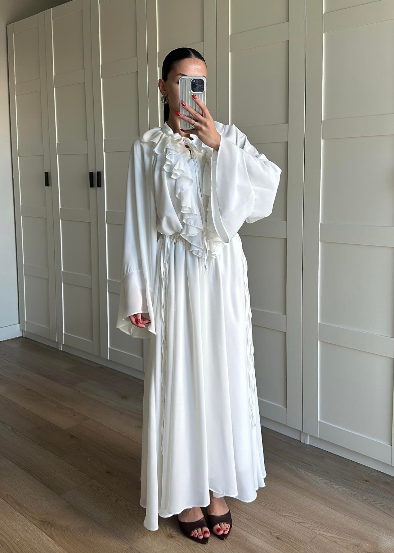 Charlie Fırfırlı Elbise BEYAZ