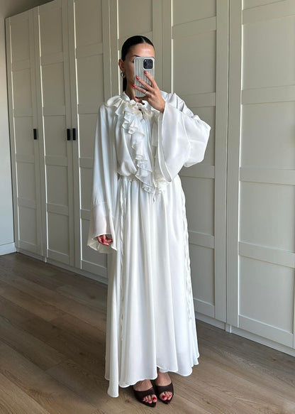 Charlie Fırfırlı Elbise BEYAZ