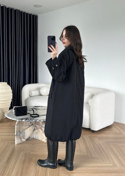 İçi Dolgulu İnce Mont SİYAH