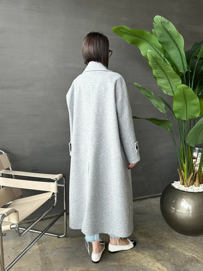 Kelebek Yakalı Kaşe Kaban ORTA GRİ