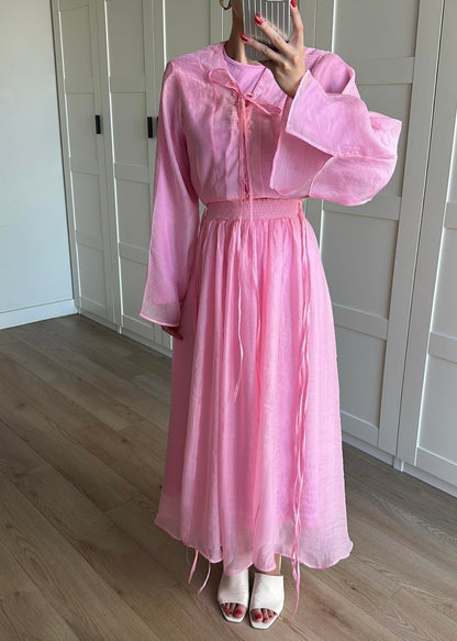 Yaka Detaylı Şifon Takım PEMBE