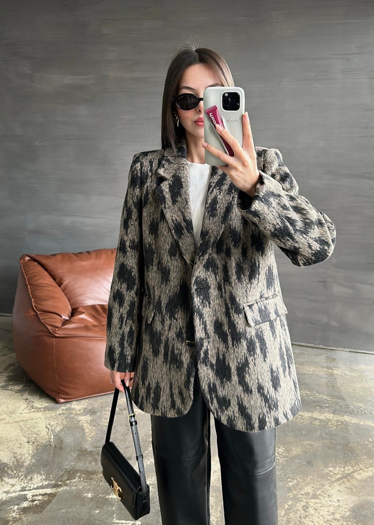 Leopar Sakallı Blazer Ceket RENKLİ