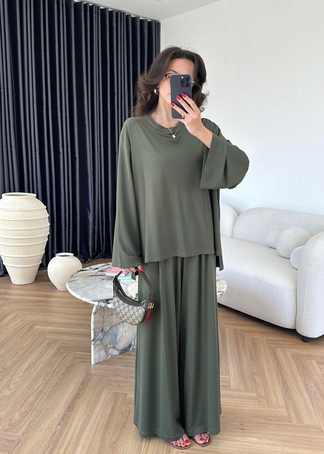 Modal Geniş Paçalı Takım HAKİ